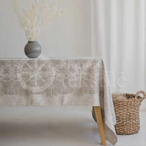 Jacquard linen tablecloth LELIJA